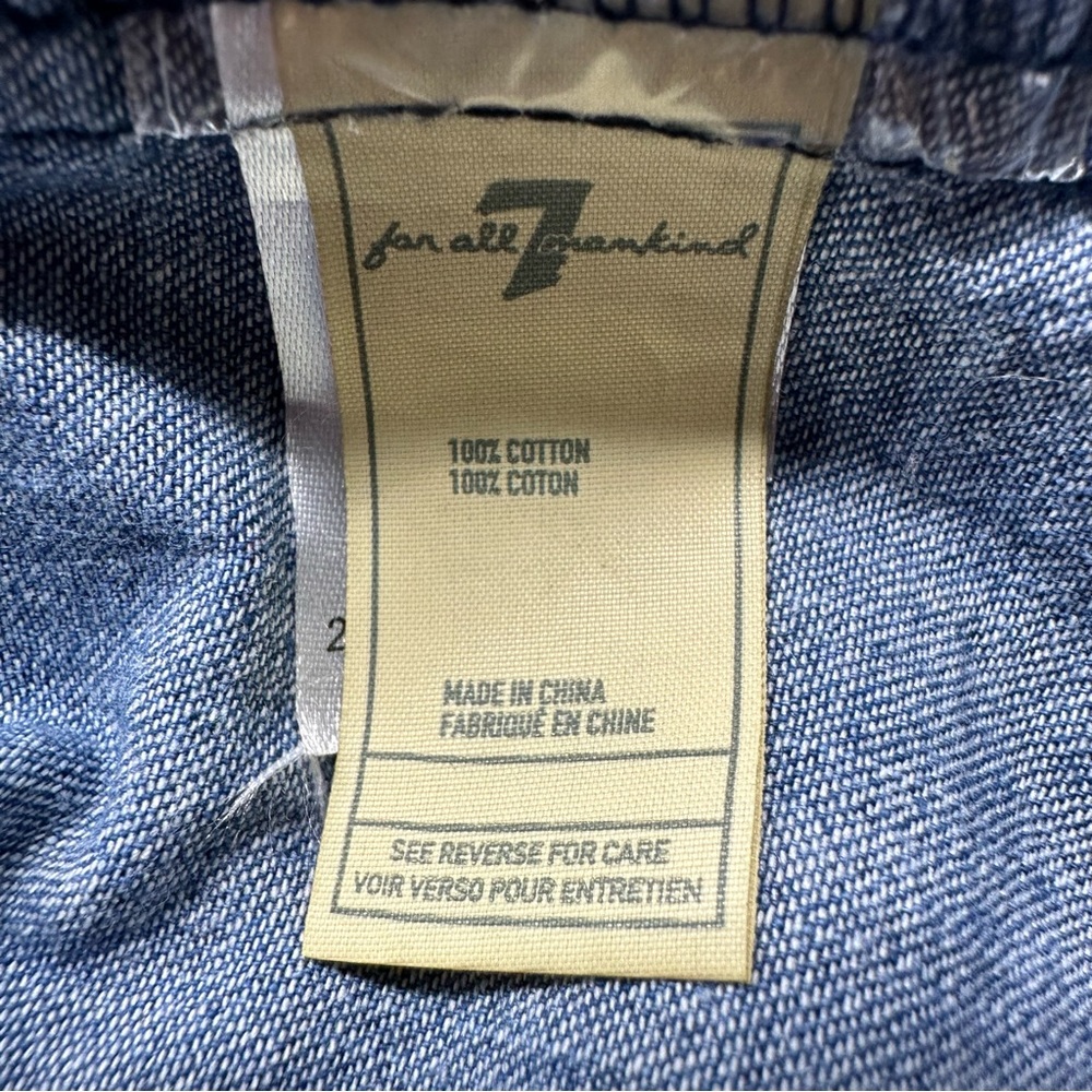 7 For All Mankind Shirt Dress Long Sleeve Chambray Denim Blue Size L Girl - Picture 7 of 8